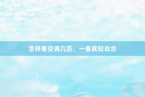 怎样看空调几匹，一看就知说念