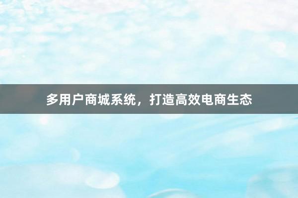 多用户商城系统，打造高效电商生态